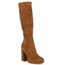 Wholesale 💯 Steve Madden Marcello Suede Block Heel Tall 🥾 Boots Chestnut 🌟