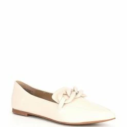 Discount ✔️ Steve Madden Famed Leather Chain Detail 👗 Dress Flats Bone 👍