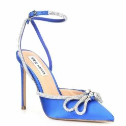 Budget ๐ Steve Madden Viable Rhinestone Embellished Bow Ankle Strap Pumps Pink ๐