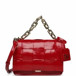 Flash Sale 👍 Steve Madden Matter Woven Patent Crossbody Bag Red 😉