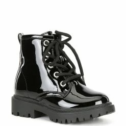Best Sale ⭐ Steve Madden 👧 Girls' T-Rockk Patent Moto 🥾 Boots (Toddler) Black Patent 🎉