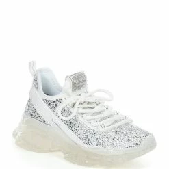 New 🌟 Steve Madden Maxima Rhinestone Embellished Chunky Platform Wedge 👟 Sneakers White/multi 😍