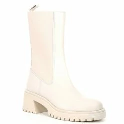 Best deal 🧨 Steve Madden Hesitant Leather Chunky Lug Sole Platform Mid 🥾 Boots Black 🥰