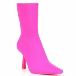 Cheapest ⭐ Steve Madden Vakay Scuba Stiletto Heel Booties Pink 😀