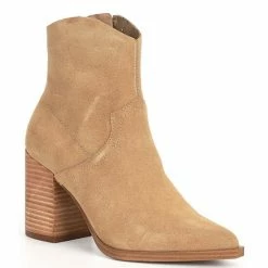 Best deal 🎉 Steve Madden Cate Western Suede Block Heel Booties Sand ⌛