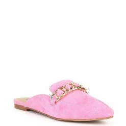 Cheapest 👏 Steve Madden Faine Suede Chain 👗 Dress Mules Pink 😍