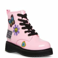 Best Pirce ✨ Steve Madden 👧 Girls' T-Kudos Glitter Patches Moto 🥾 Boots (Toddler) Pink 🧨