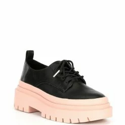 New ⌛ Steve Madden Malene Color Block Lace-Up Lug Sole Platform Oxfords Black/pink 😀