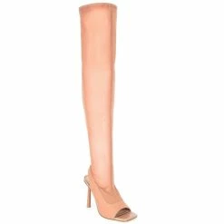 Best deal 😉 Steve Madden Beverley Mesh Peep Toe Over-The-Knee 🥾 Boots Blush ✨