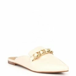 Best deal 💯 Steve Madden Faine Leather Chain 👗 Dress Mules Bone 😀