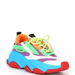 Top 10 🎉 Steve Madden Possession Color Block Chunky Lace-Up 👟 Sneakers Blue Multi 🔥