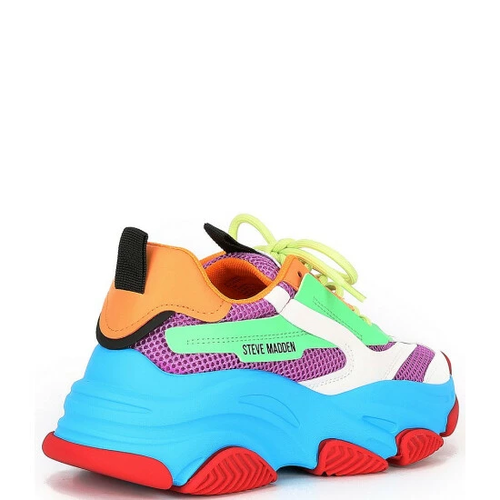 Top 10 🎉 Steve Madden Possession Color Block Chunky Lace-Up 👟 Sneakers Blue Multi 🔥 4 Top 10 🎉 Steve Madden Possession Color Block Chunky Lace-Up 👟 Sneakers Blue Multi 🔥 - Image 2