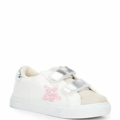 Discount 👏 Steve Madden 👧 Girls' T-Rezume Glitter Star Detail Alternative Closure 👟 Sneakers (Toddler) White Multi ⌛